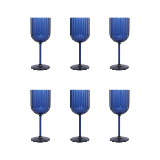 Acrylic blue wine glasses - Lot of 6 - CozyVibe.eu