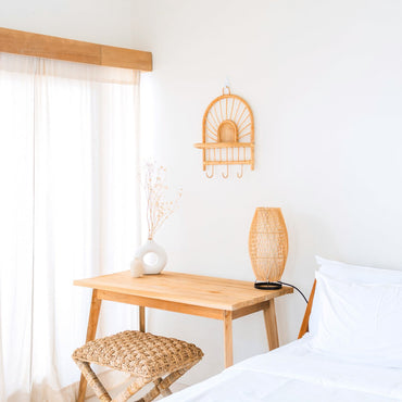 BANTEN Rattan Wall Shelf Small Handmade Boho Wall Decor | CozyVibes