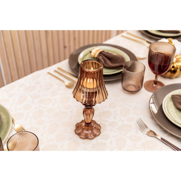 Brown Candle Holder on Glass Stand Home Decor | CozyVibes