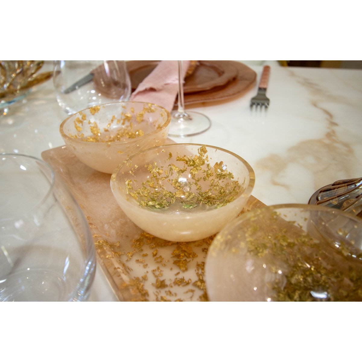 Glitterende Hars Aperitiefset met Dienblad en 3 Bekers