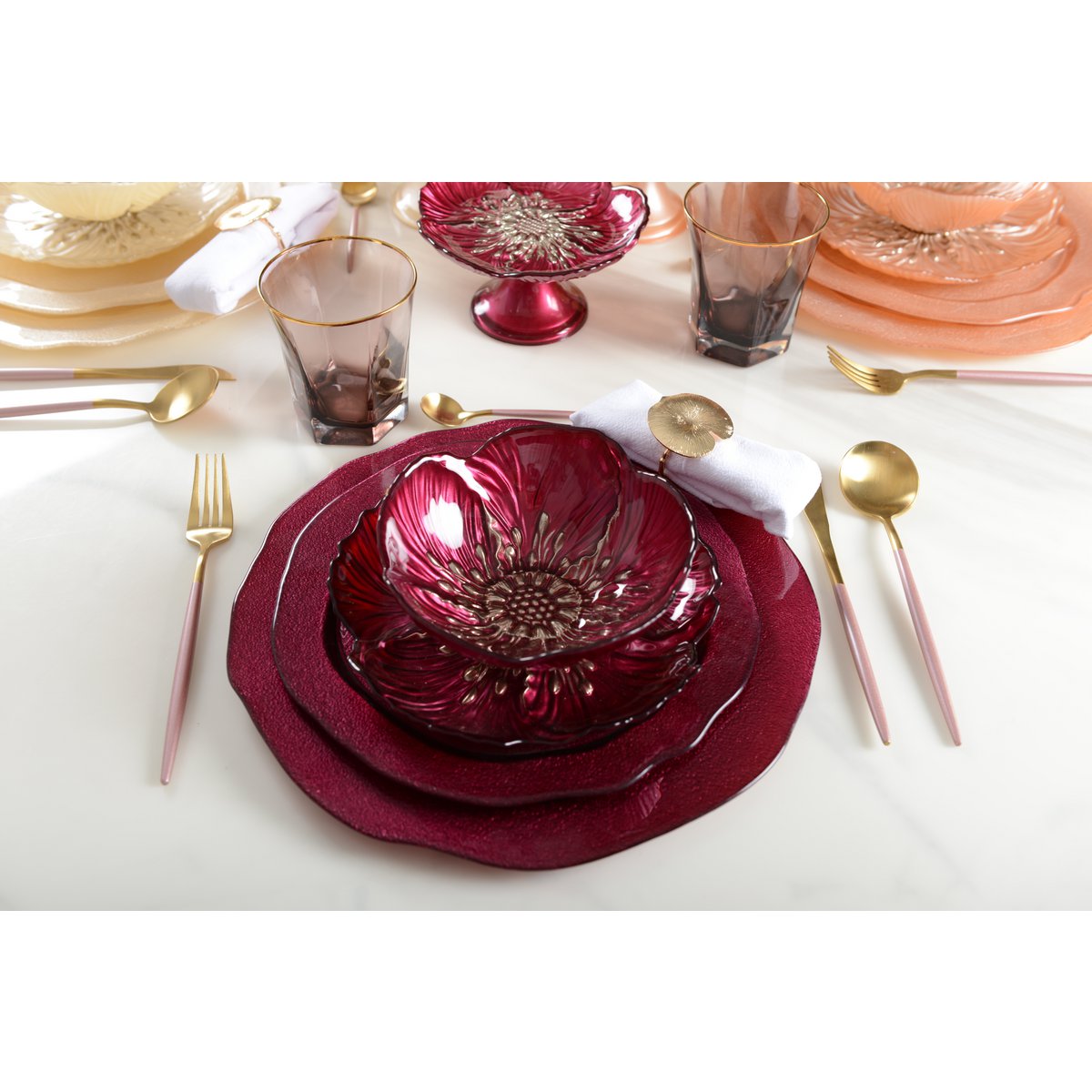 Handmade fuchsia glass dessert plate, perfect for home decoration and kitchen use | CozyVibe