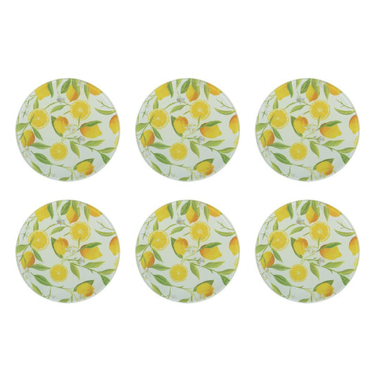 Lemon Glass Coasters Set – Elegant & Durable Table Protection - CozyVibe.eu