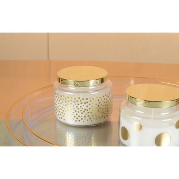 Round candle with small dots and lid - CozyVibe.eu