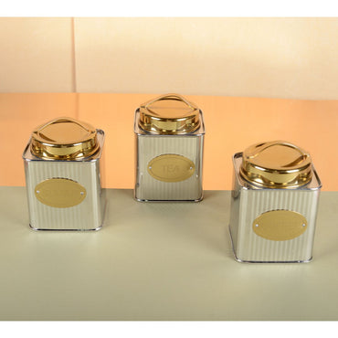 Silver & Gold Tea Box – Elegant Airtight Storag - CozyVibe.eu
