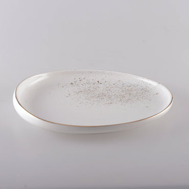 White oval porcelain dessert plate 23x20cm, Chimera collection, kitchen decor | CozyVibe