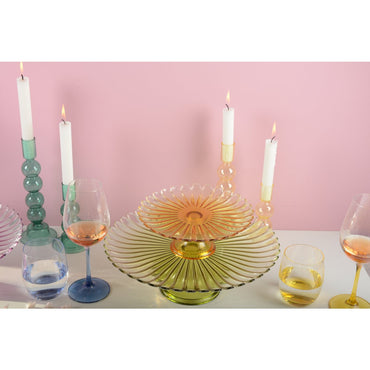 Yellow glass cake stand 21cm - CozyVibe.eu