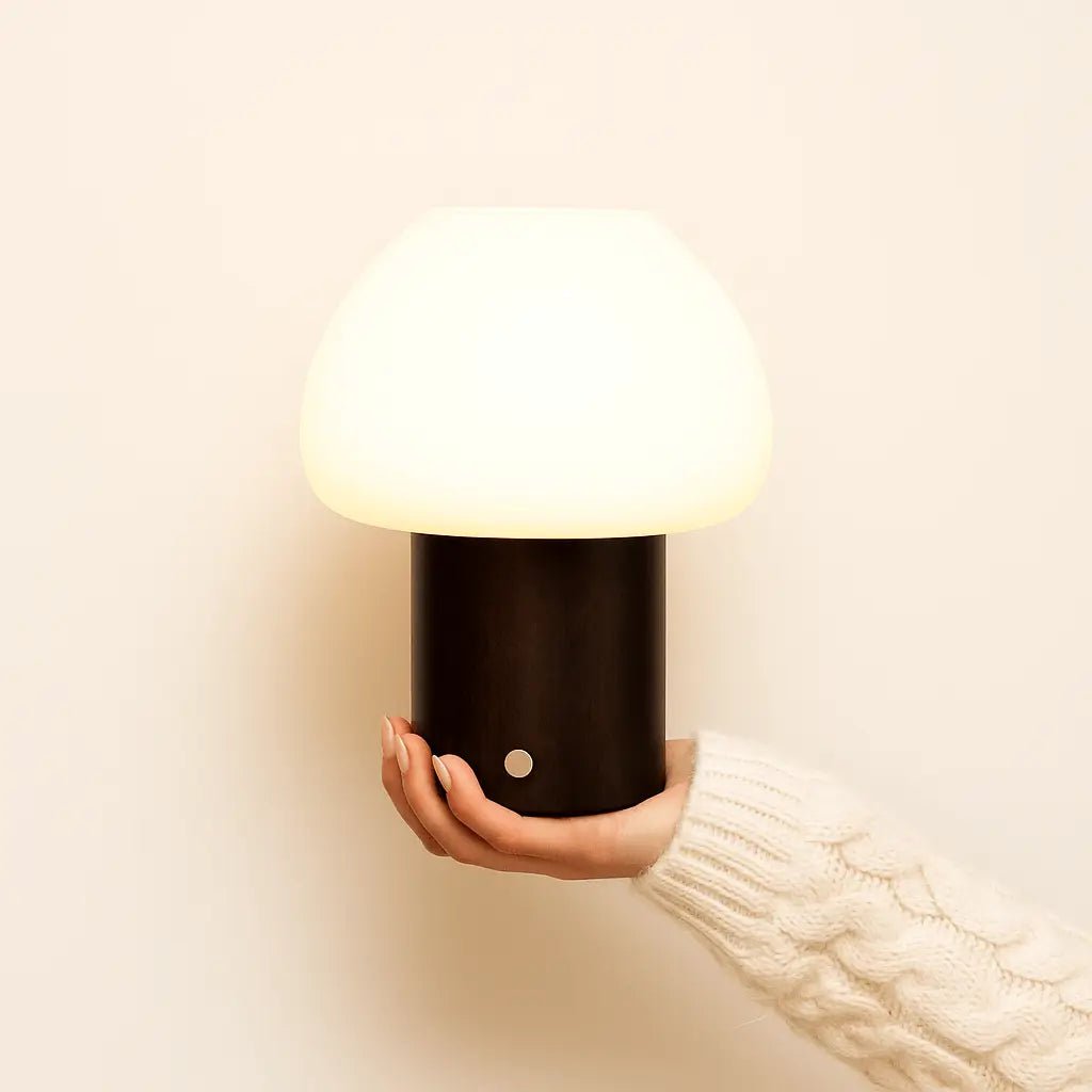 Fynn Dark Brown Rechargeable Wooden Table Lamp