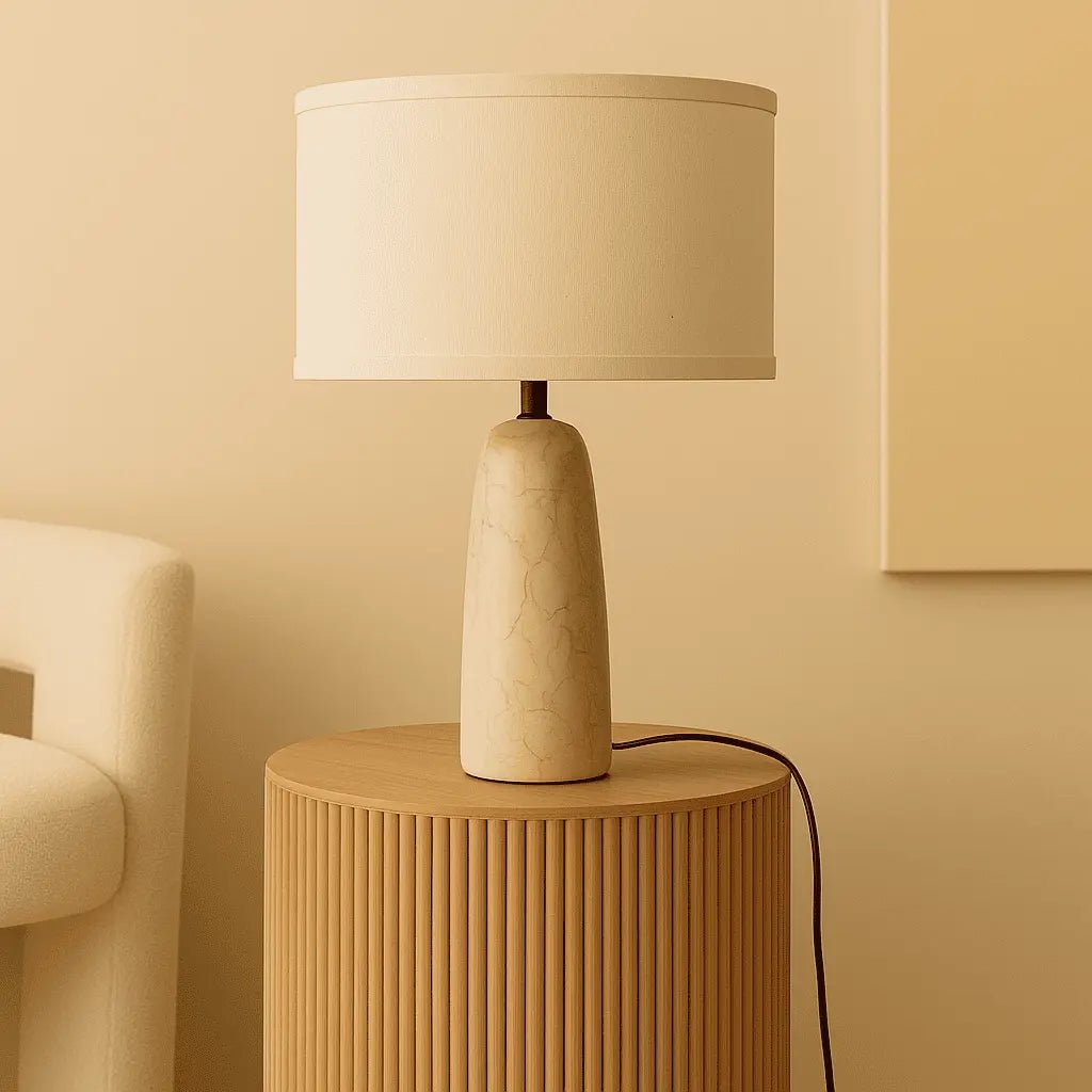 Charlotte Marble Table Lamp with Cotton Shade