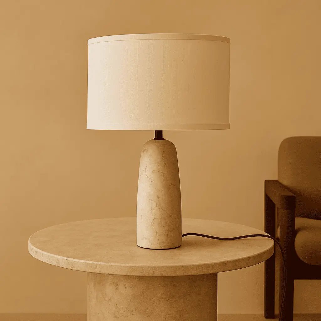 Charlotte Marble Table Lamp with Cotton Shade