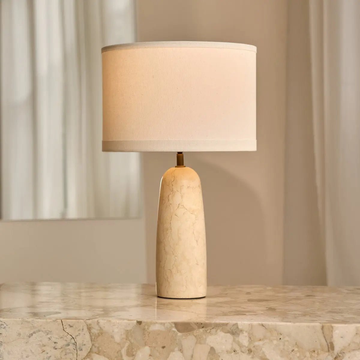 Charlotte Marble Table Lamp with Cotton Shade