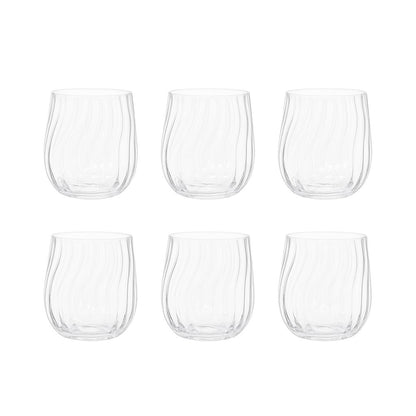 Wave Water Glasses Set of 6 – Textured Glass Design
