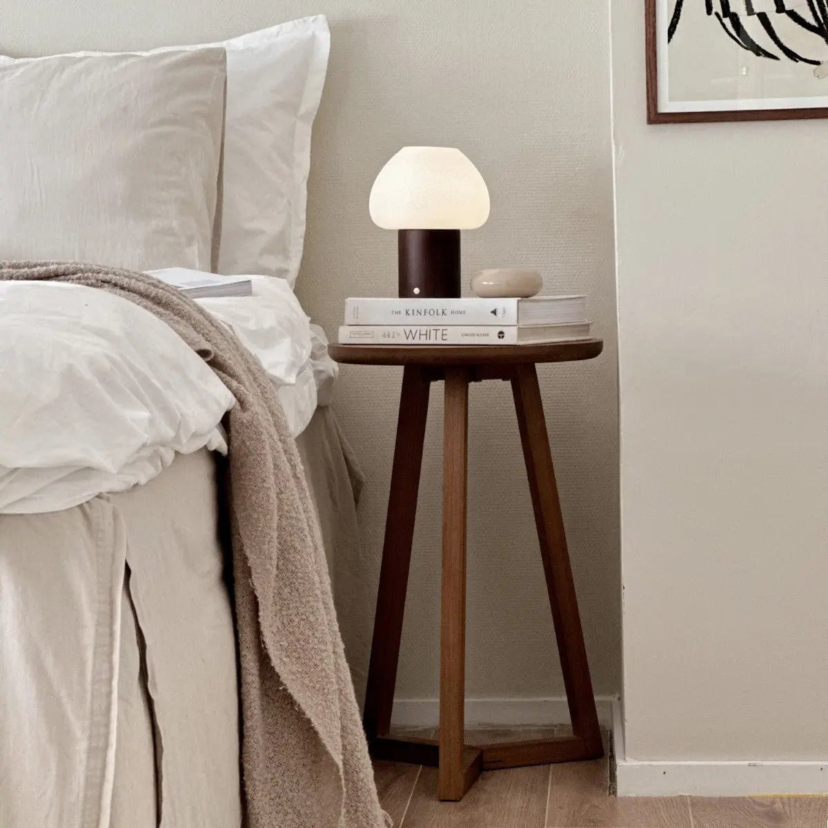 Fynn Dark Brown Rechargeable Wooden Table Lamp