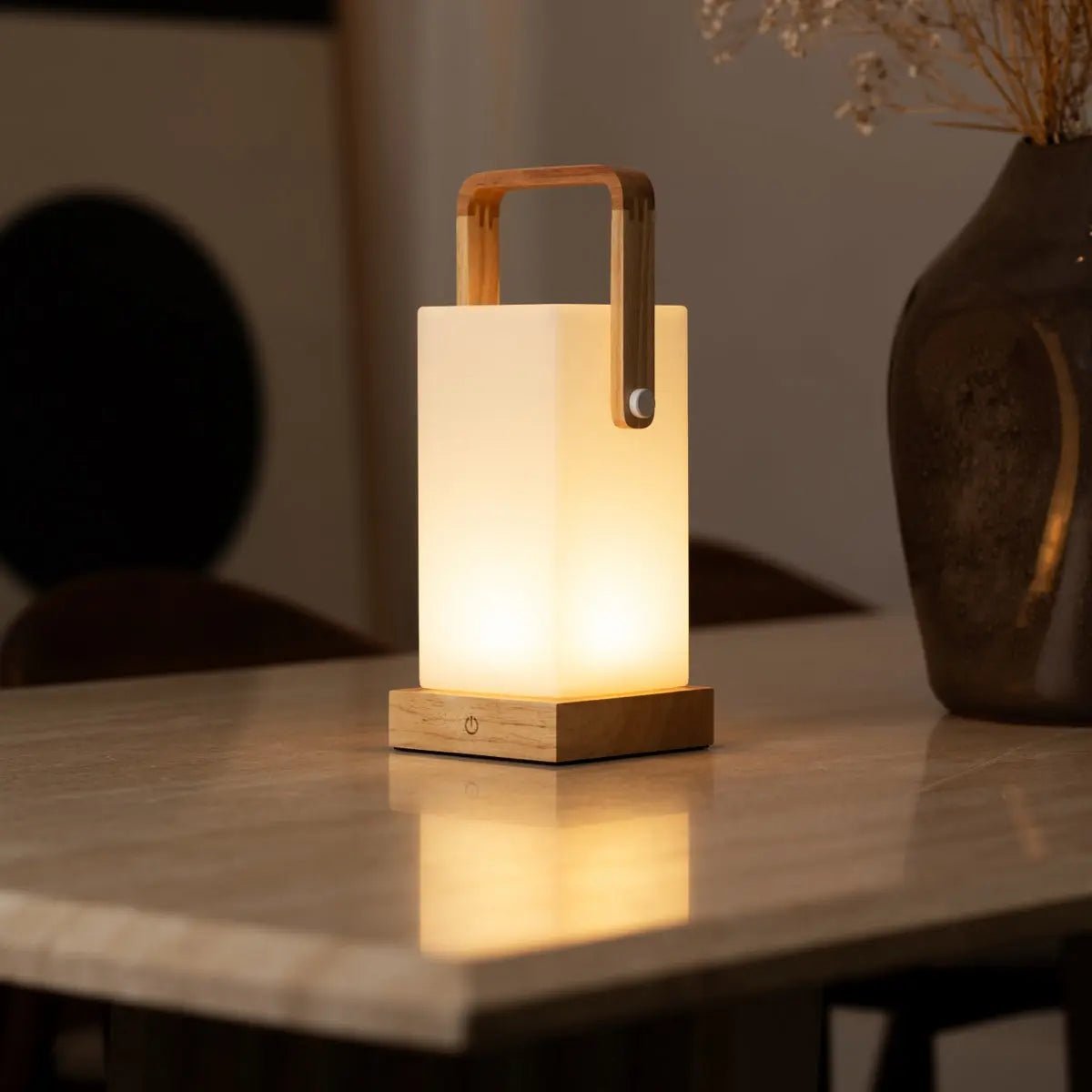 Harper Light Brown Rechargeable Wooden Table Lamp