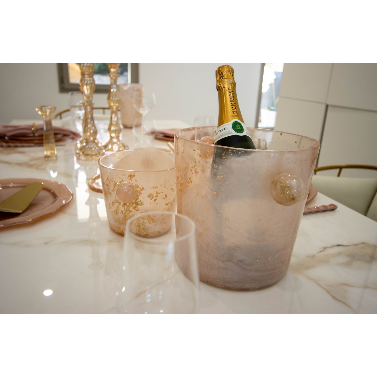 Champagnekoeler van hars – 20 × 20 × 20 cm