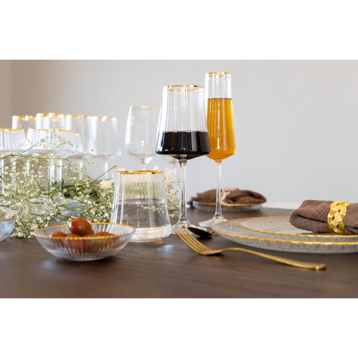 Champagneflûtes met goudkleurige rand – Set van 6, 210 ml