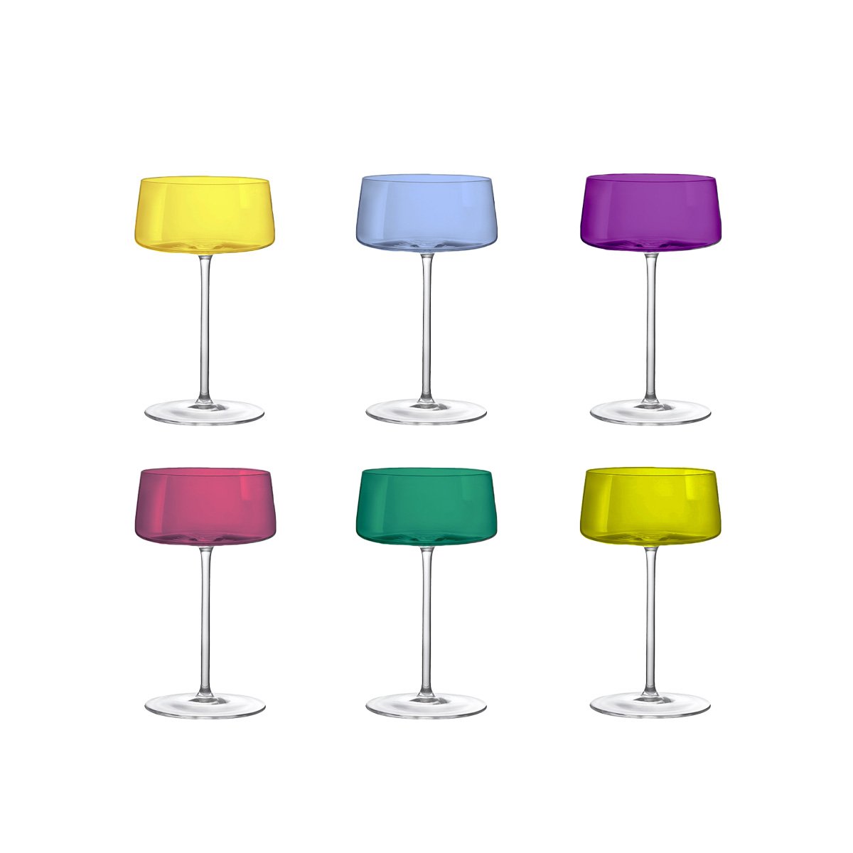 Colorful Champagne Glasses Set of 6 glass festive celebrations