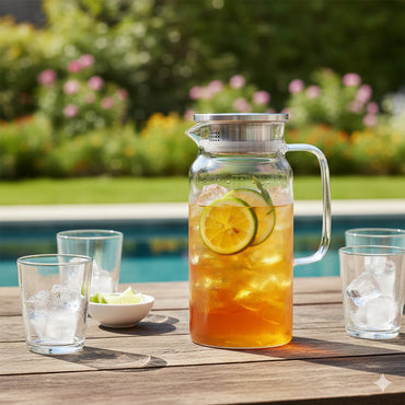 Glass Water Carafe 1.2 L table presentation