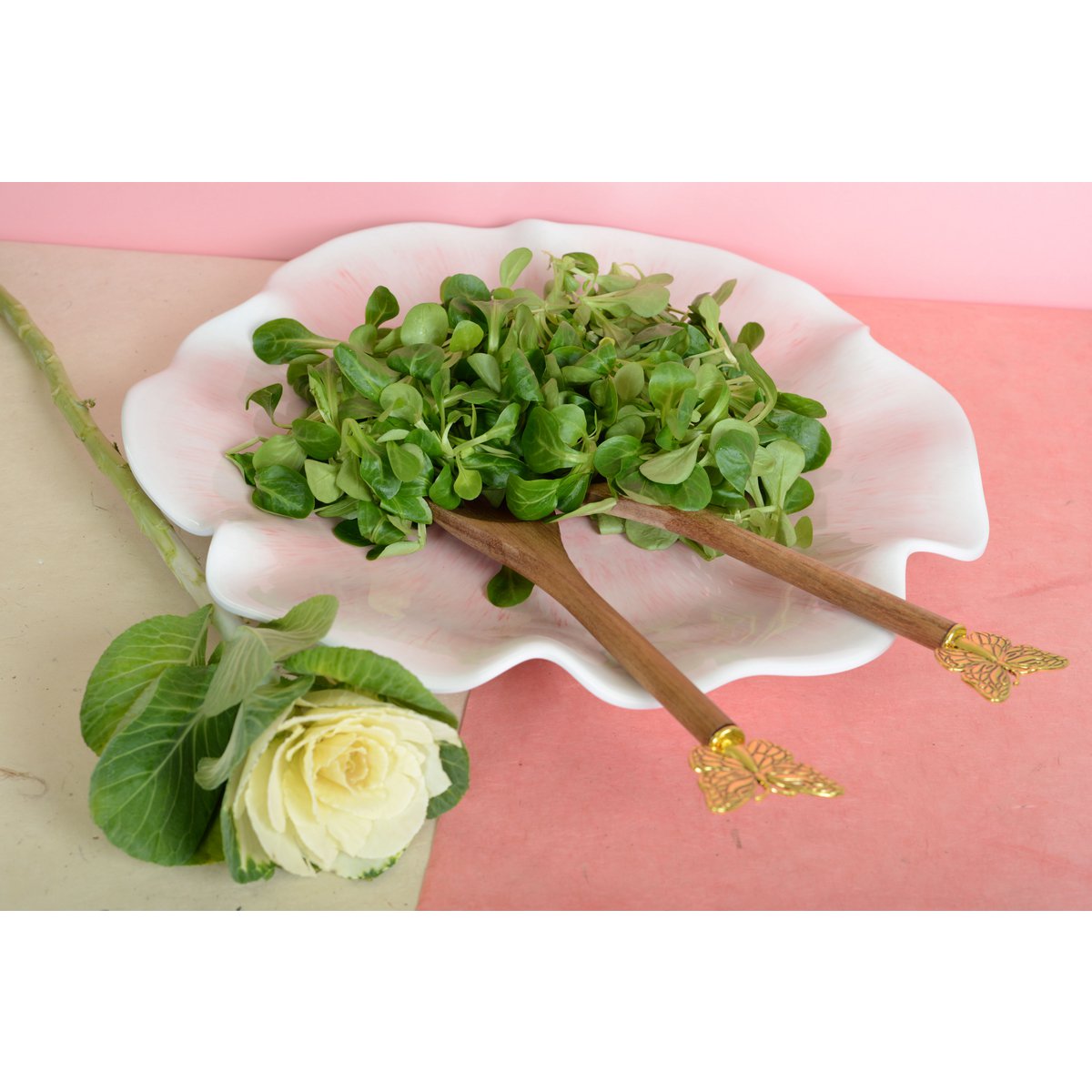 Melodie en Flower roze melamine presenteerschaal – 40 cm