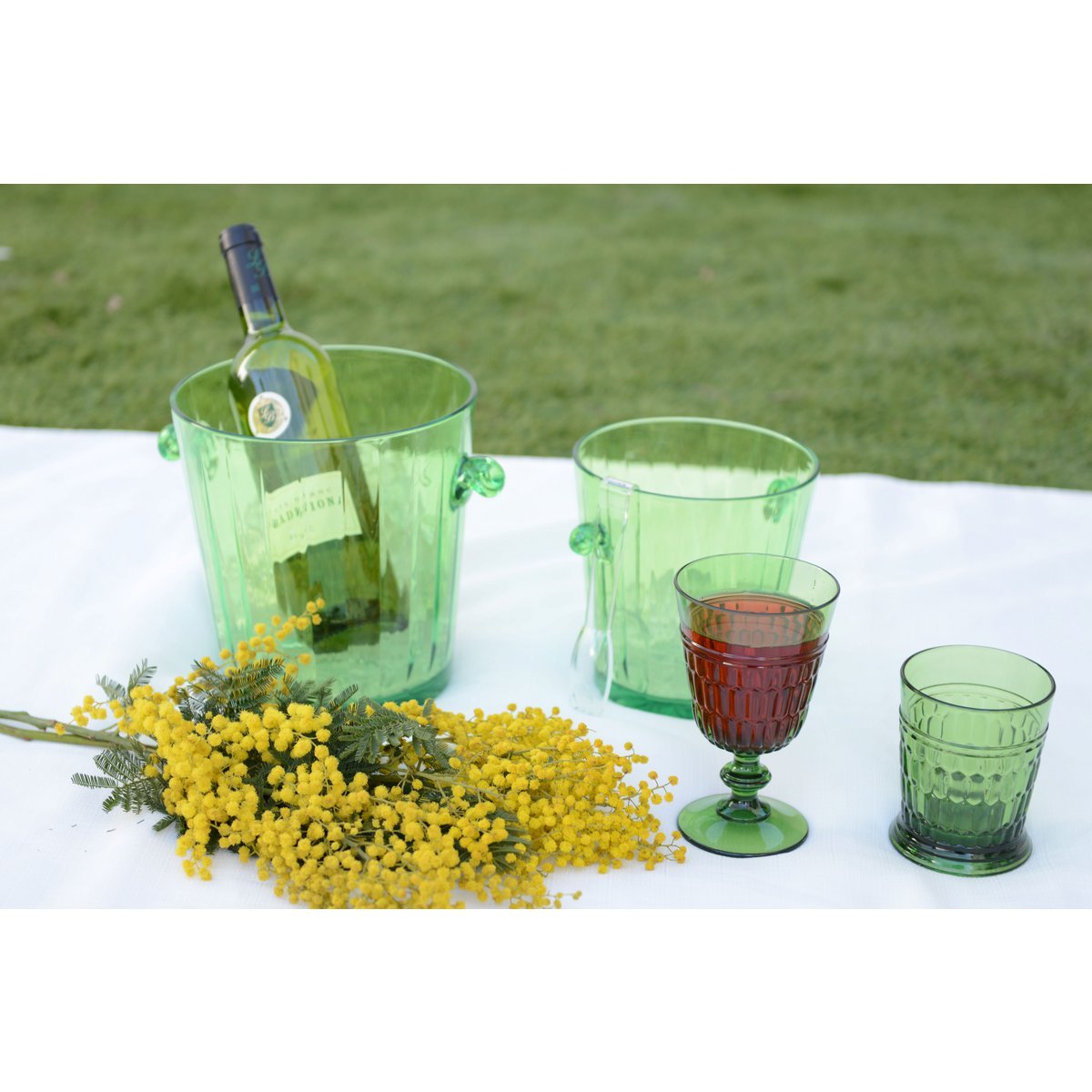 Acrylic green water glasses - Lot of 6 cups - CozyVibe.eu