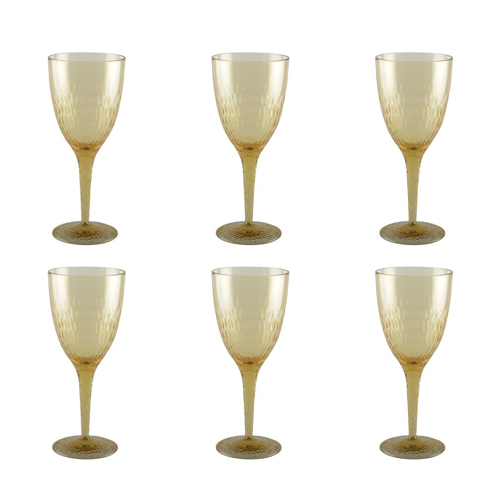 Acrylic yellow wine glasses - Lot of 6 - CozyVibe.eu