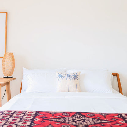 ANARKA Cotton Cushion Cover – Boho Palm Tree Embroidered Pillow - CozyVibe.eu