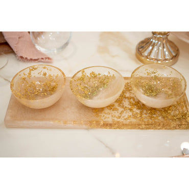 Glitter Resin Aperitif Set with Tray and 3 Cups