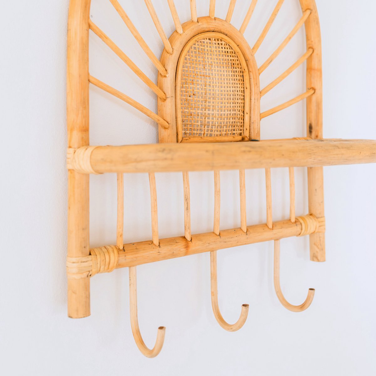 Handmade Rattan Shelf BANTEN Small Boho Interior Decor | CozyVibes

