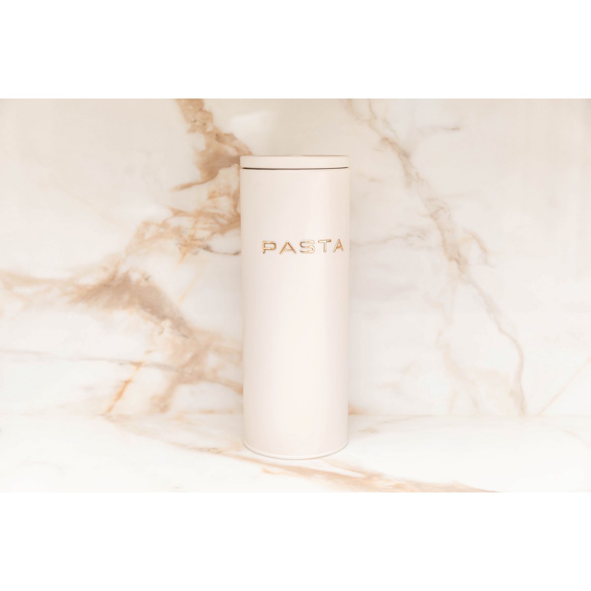 Beige Steel Pasta Box – Elegant Airtight Food Storage - CozyVibe.eu