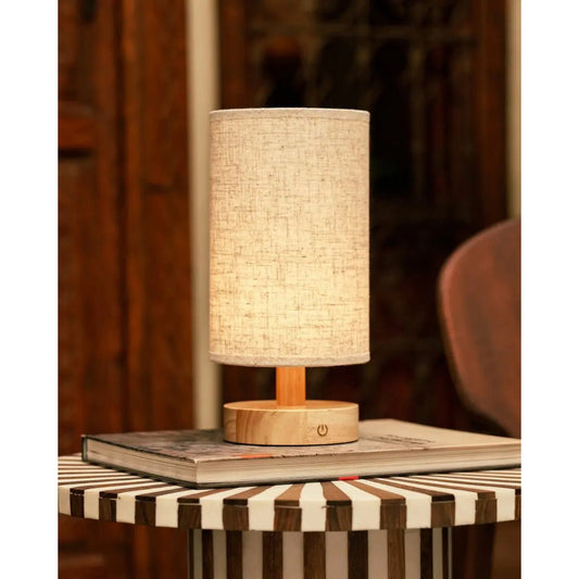 Ben Light Brown – Wooden Table Lamp | Rechargeable & Dimmable - CozyVibe.eu
