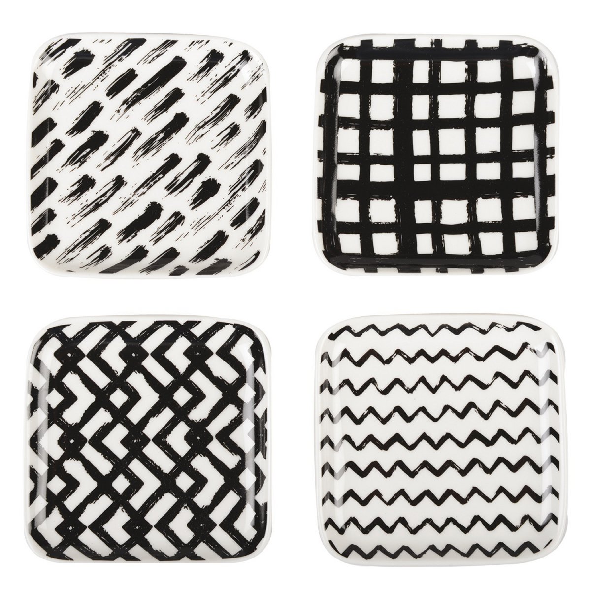 Black and white plates 9.5cm - Lot of 4 - CozyVibe.eu