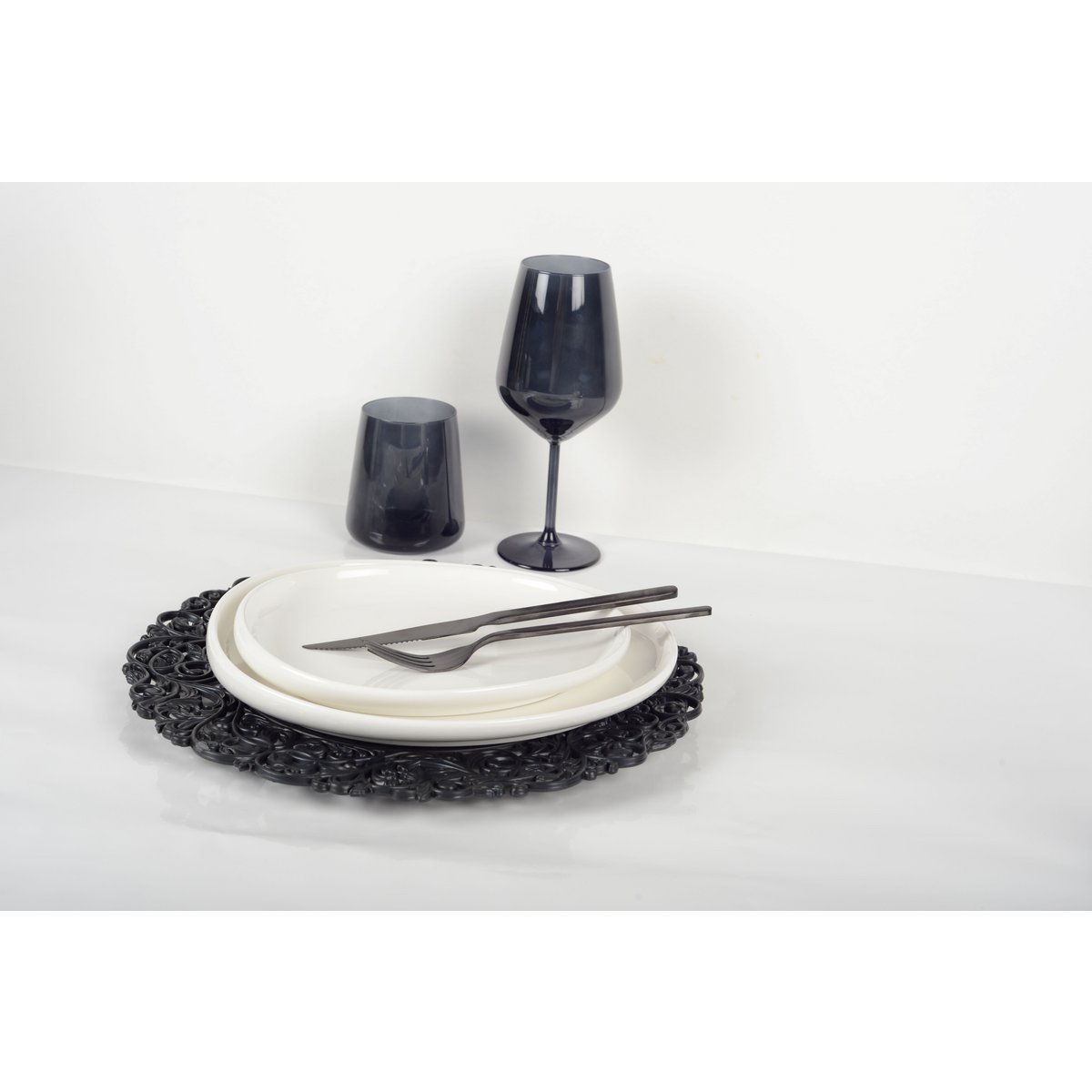 Set van 6 zwarte waterglazen