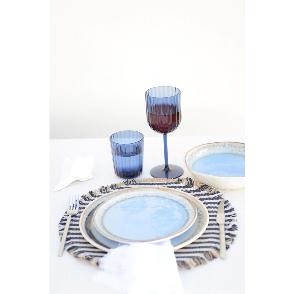 Blauw porseleinen dessertbord – Rond, 21,5 cm