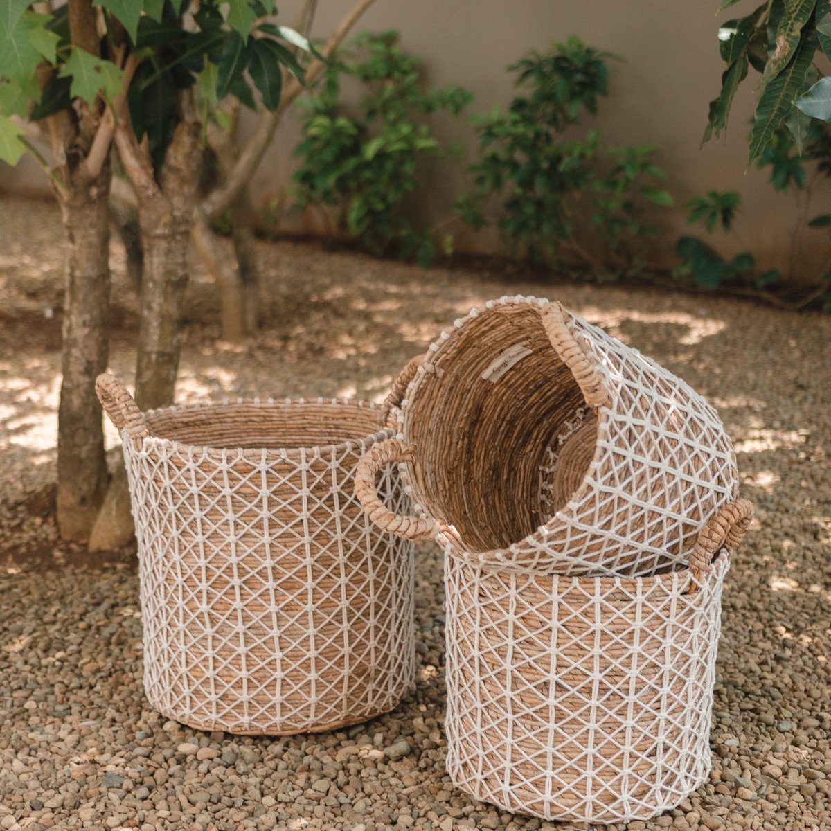 Boho Laundry Basket KERSO | Plant Basket | Storage Basket made of Banana Fibre (3 sizes) - CozyVibe.eu