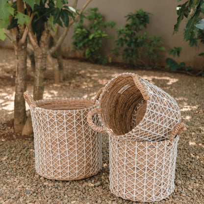 Boho Laundry Basket KERSO | Plant Basket | Storage Basket made of Banana Fibre (3 sizes) - CozyVibe.eu