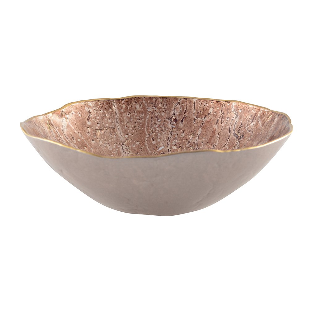 Brown bowl with gold edge 20cm - CozyVibe.eu