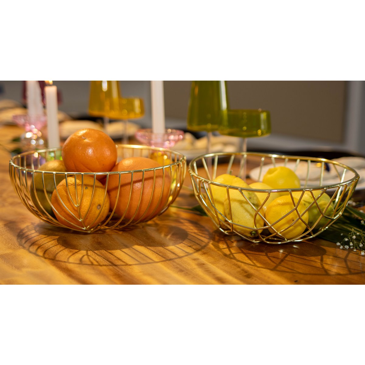Gold Iron Bread Basket 26×26 cm Table Centerpiece