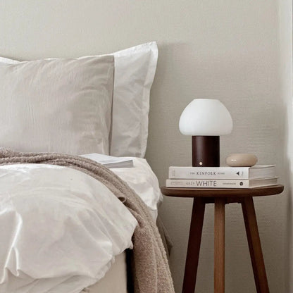 Fynn Dark Brown Rechargeable Wooden Table Lamp