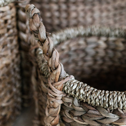 CozyVibe water hyacinth basket for living room décor

