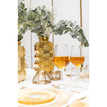 Conical candle holder golden wire 11x11x6cm - CozyVibe.eu