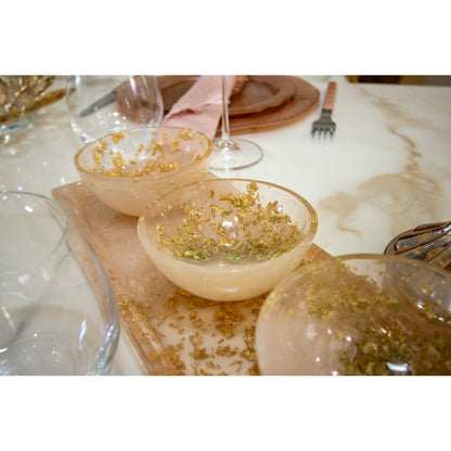 Glitterende Hars Aperitiefset met Dienblad en 3 Bekers