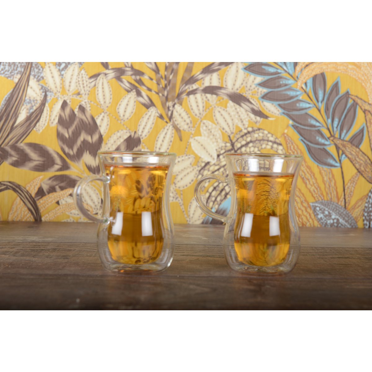 Double glass tea cups with handle - Lot of 2 - CozyVibe.eu