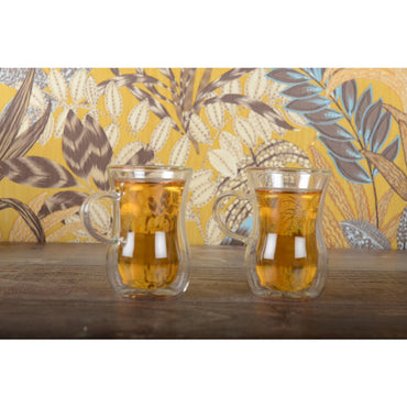 Double glass tea cups with handle - Lot of 2 - CozyVibe.eu