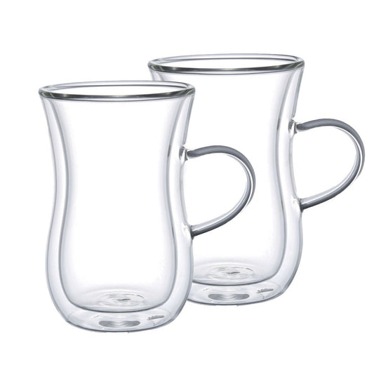 Double glass tea cups with handle - Lot of 2 - CozyVibe.eu