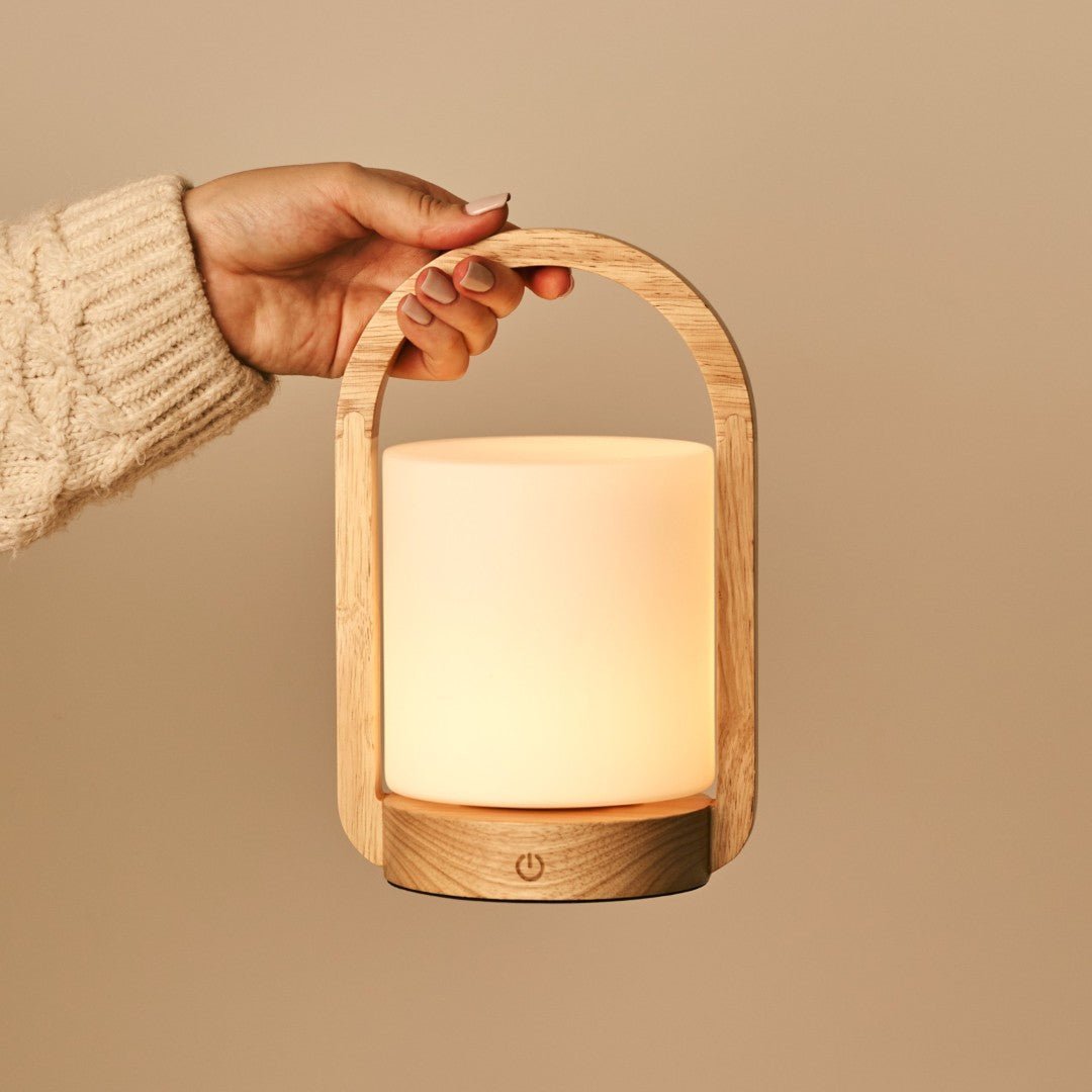George Light Brown tafellamp – Oplaadbaar met matglas