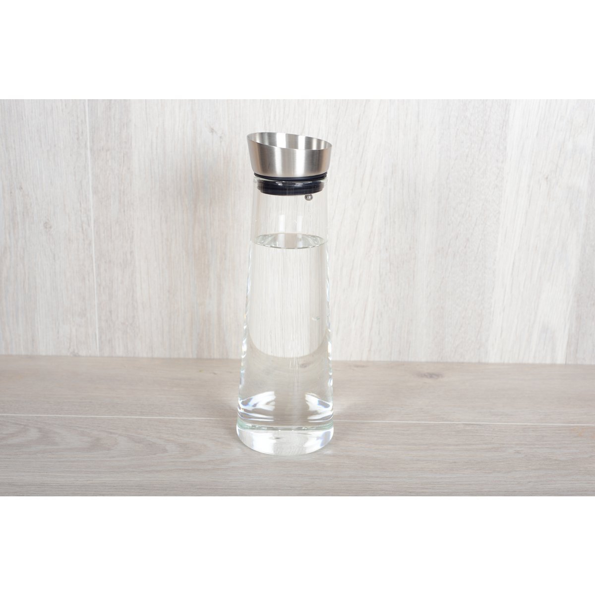 Elegante glazen karaf met metalen stop – Hoge schenkkan 1,2L