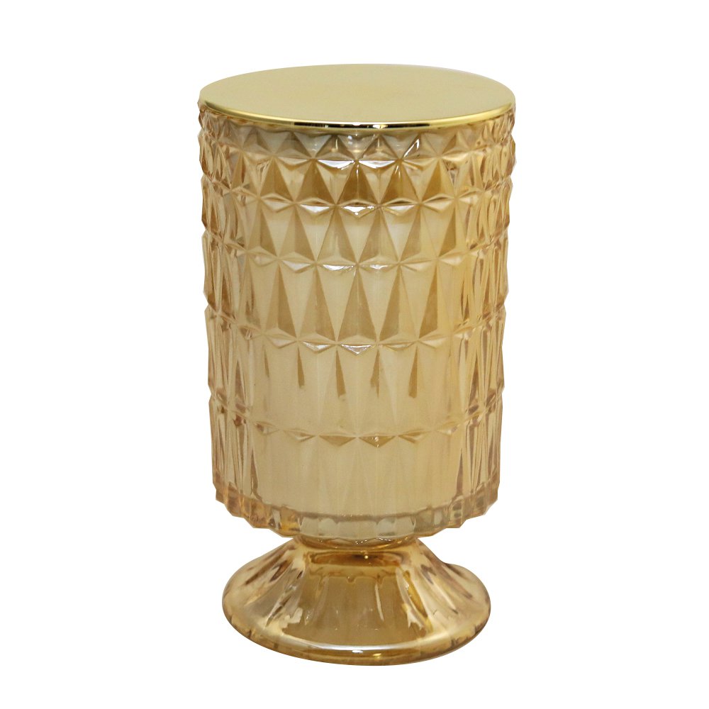 Golden candle with cotton flower scent 10x10x18cm - CozyVibe.eu