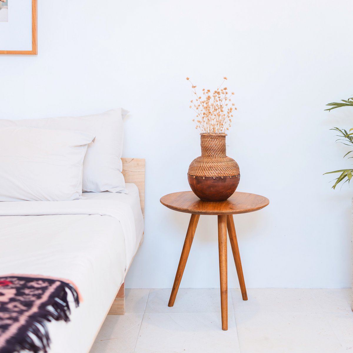 KAMARI Small Rattan Vase Rustic Wooden Boho Interior Decor | CozyVibes