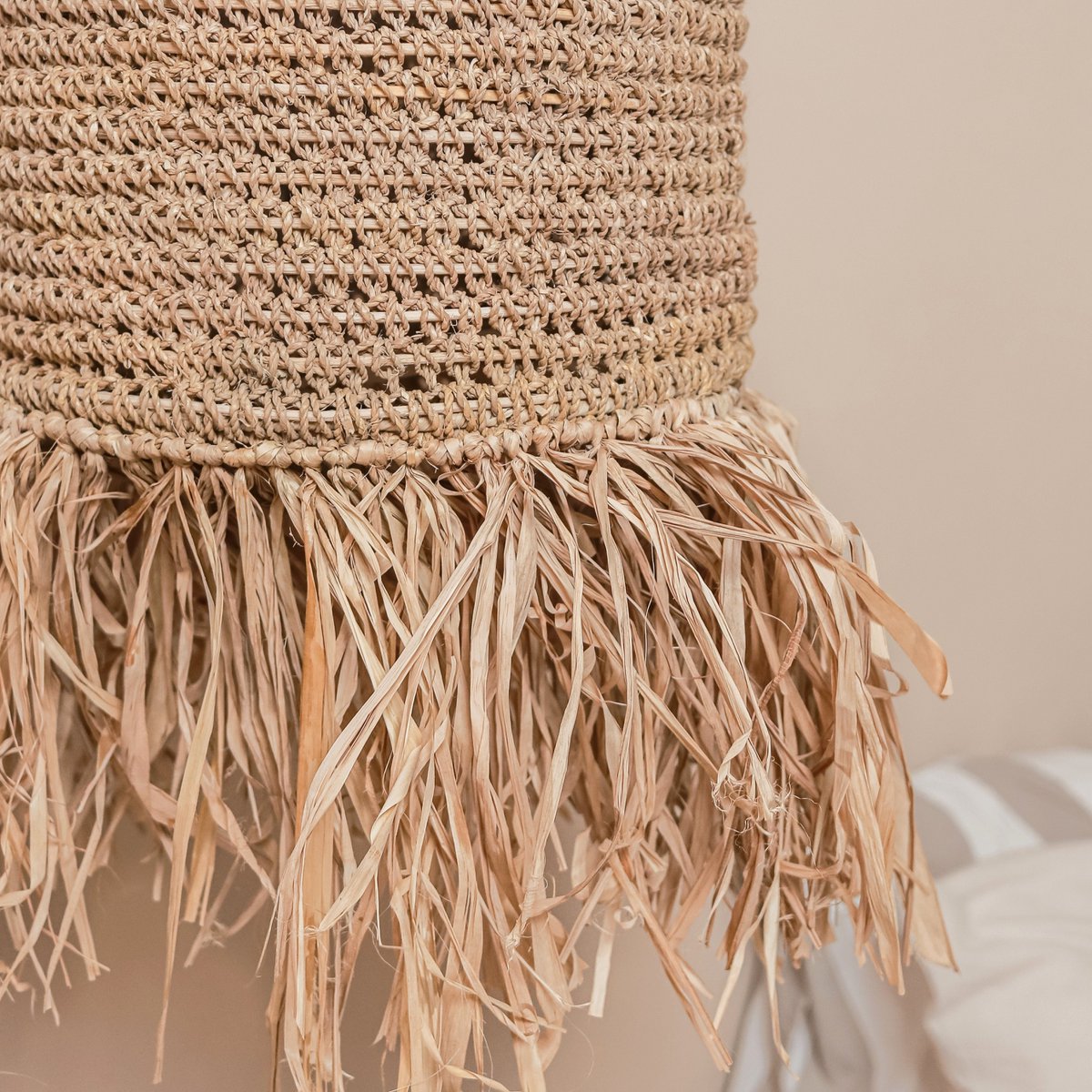 CozyVibe boho raffia pendant light for living room décor

