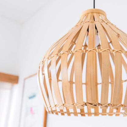 KIRMA Bamboo Lampshade – Handmade Boho Pendant Light - CozyVibe.eu