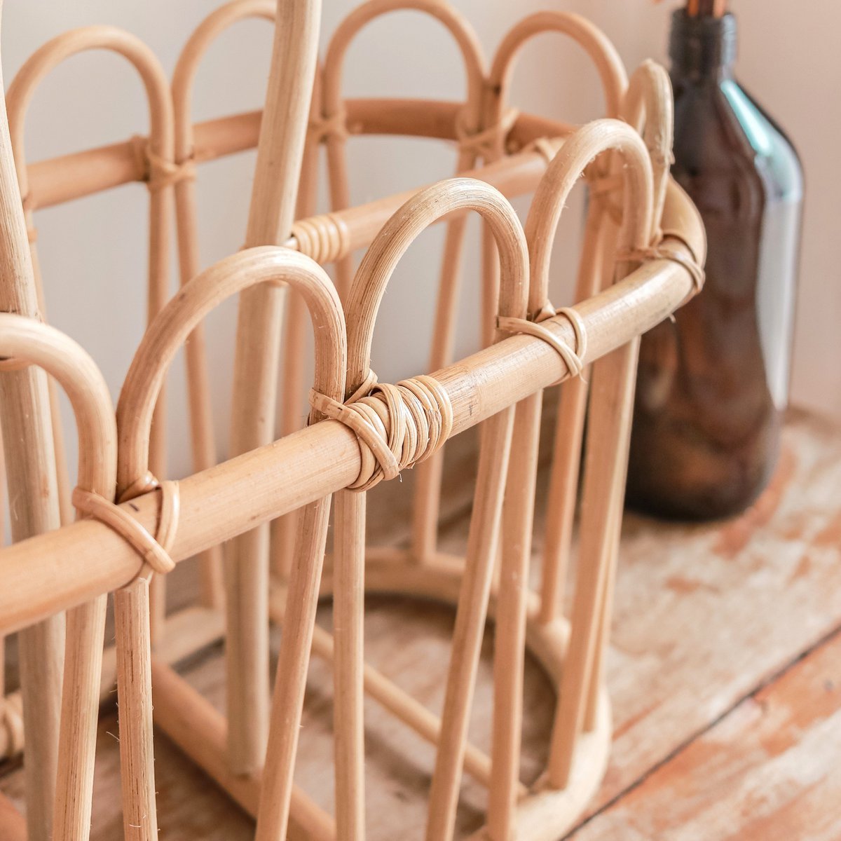 Handmade boho rattan basket for cozy home décor by CozyVibe

